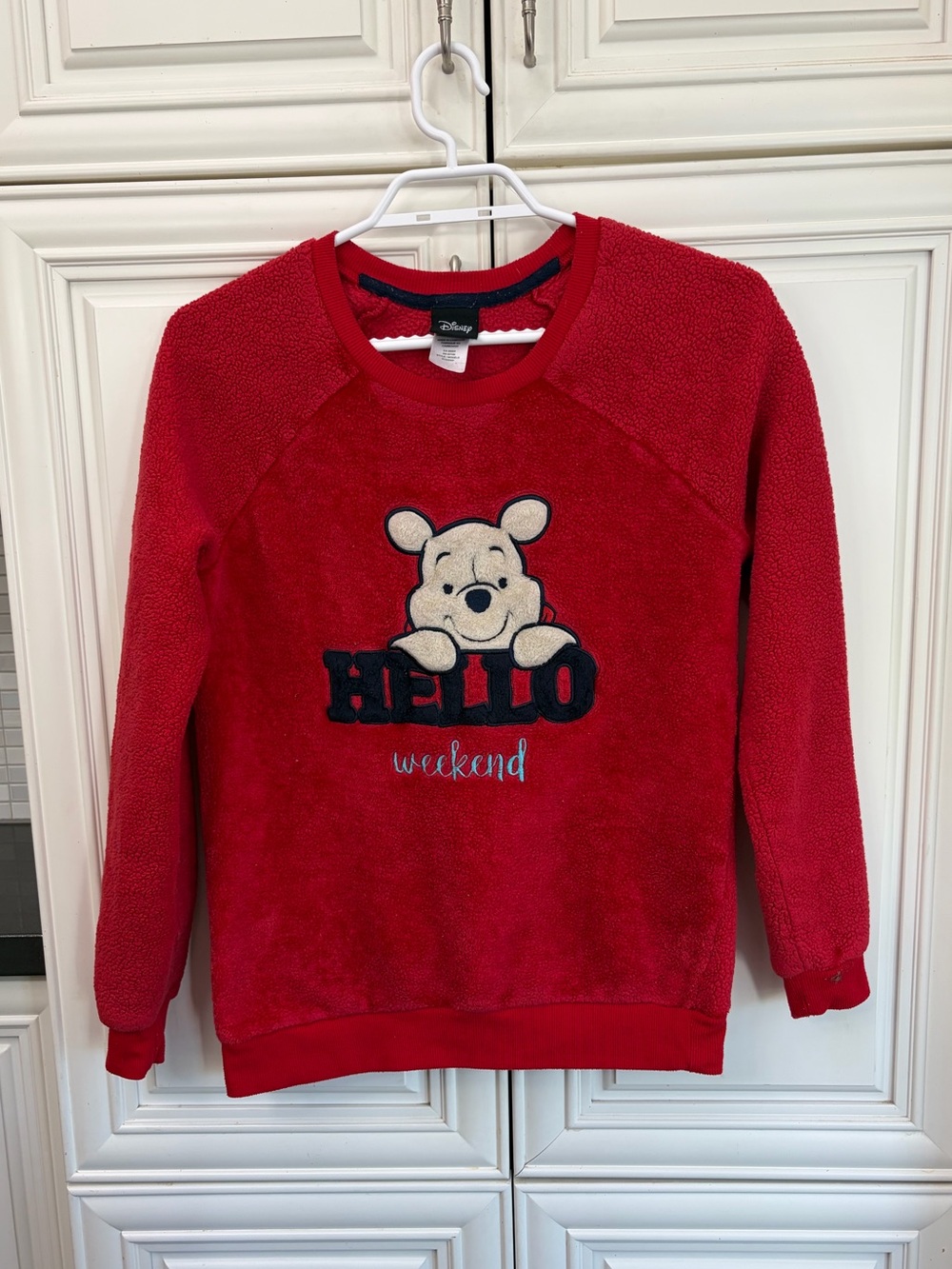 Disney Hello Weekend Winnie the Pooh woman’s plush textured sweatshirt